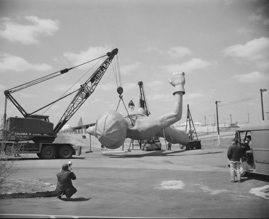 Tulsa's Golden Driller in 1966
